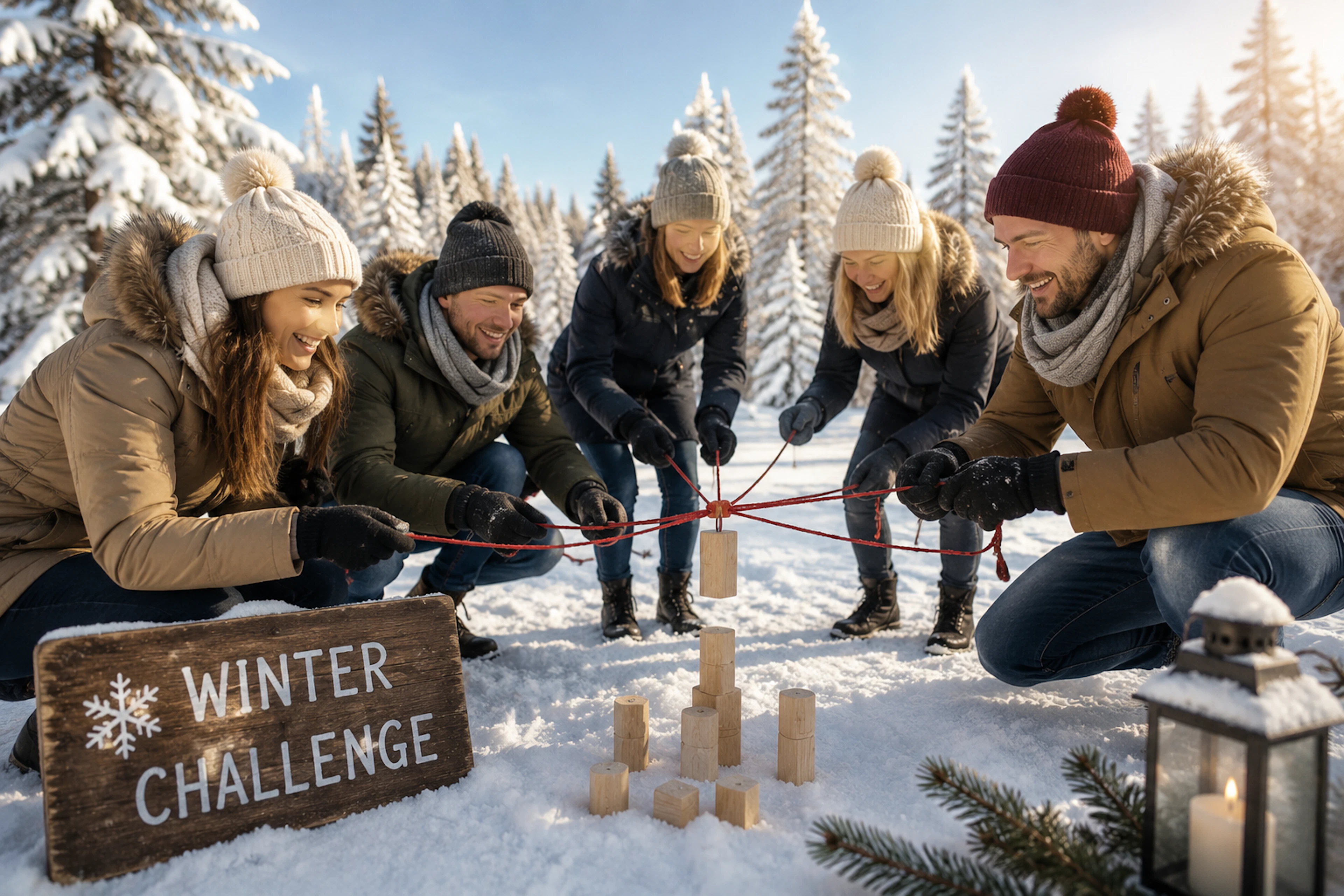 Kollegen bei einer Aufgabe aus der Winterchallenge
