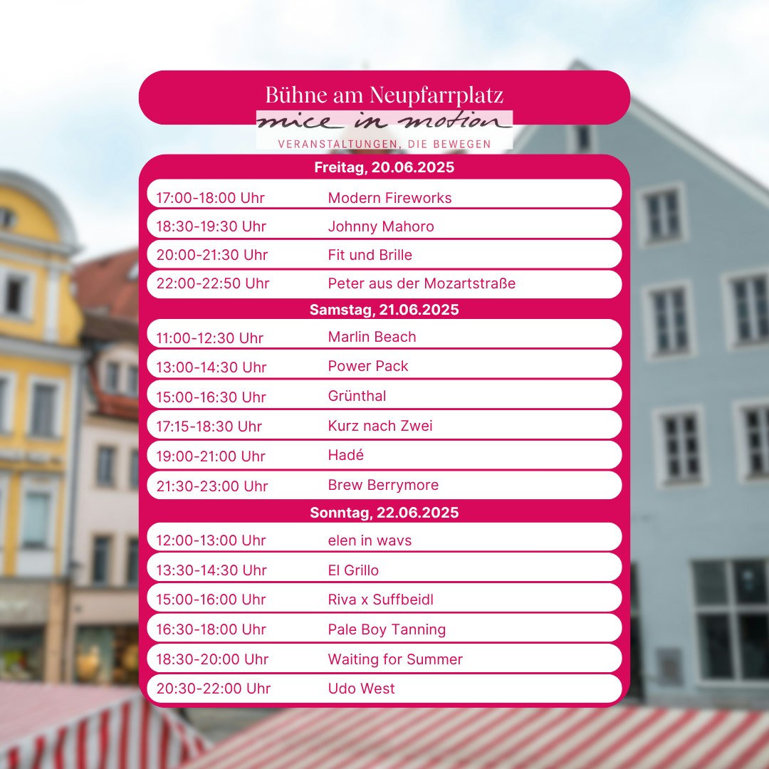 Textlich/grafische Darstellung des Bühnenprogramms für die Bühne am Neupfarrplatz