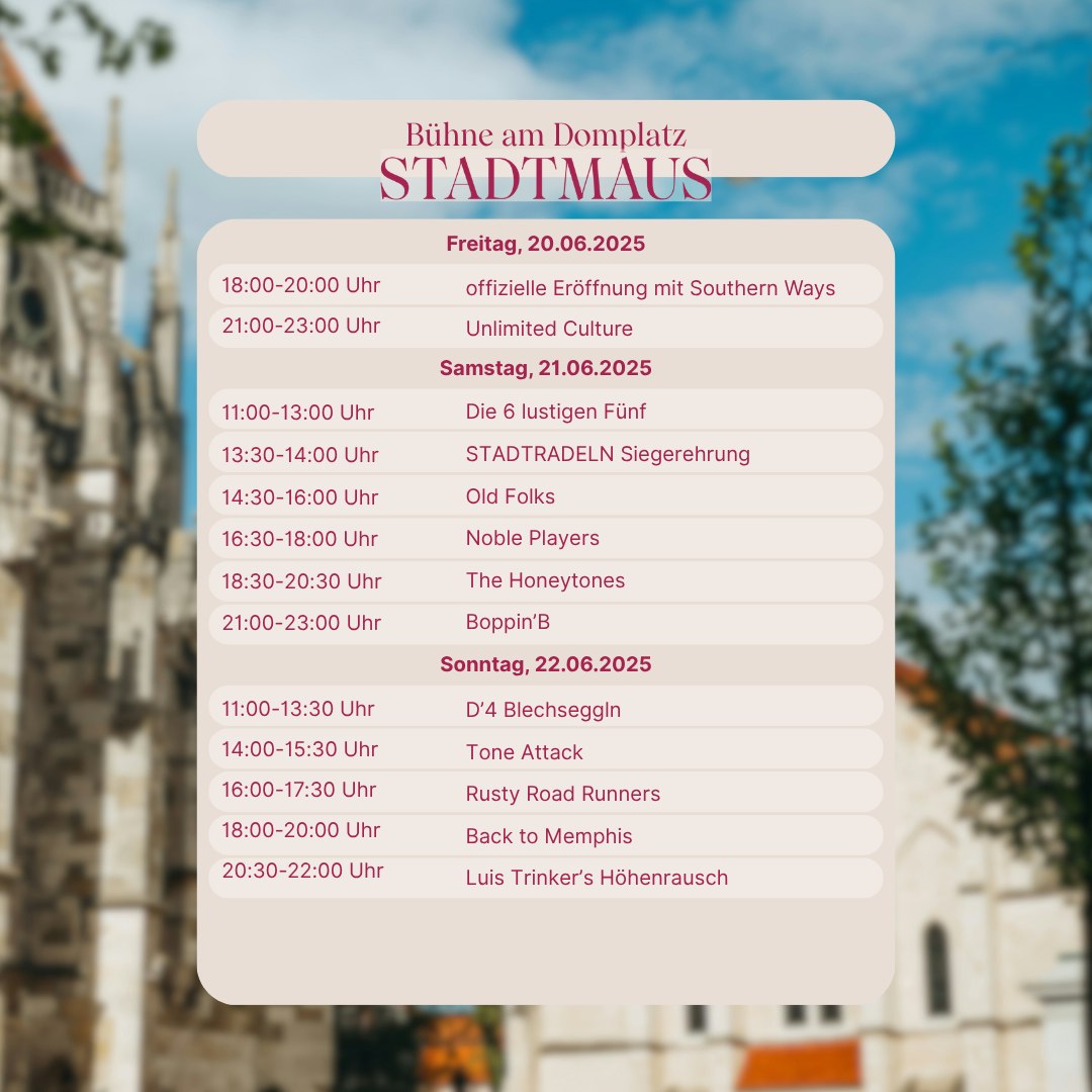 Textlich/grafische Darstellung des Bühnenprogramms für die Bühne am Domplatz