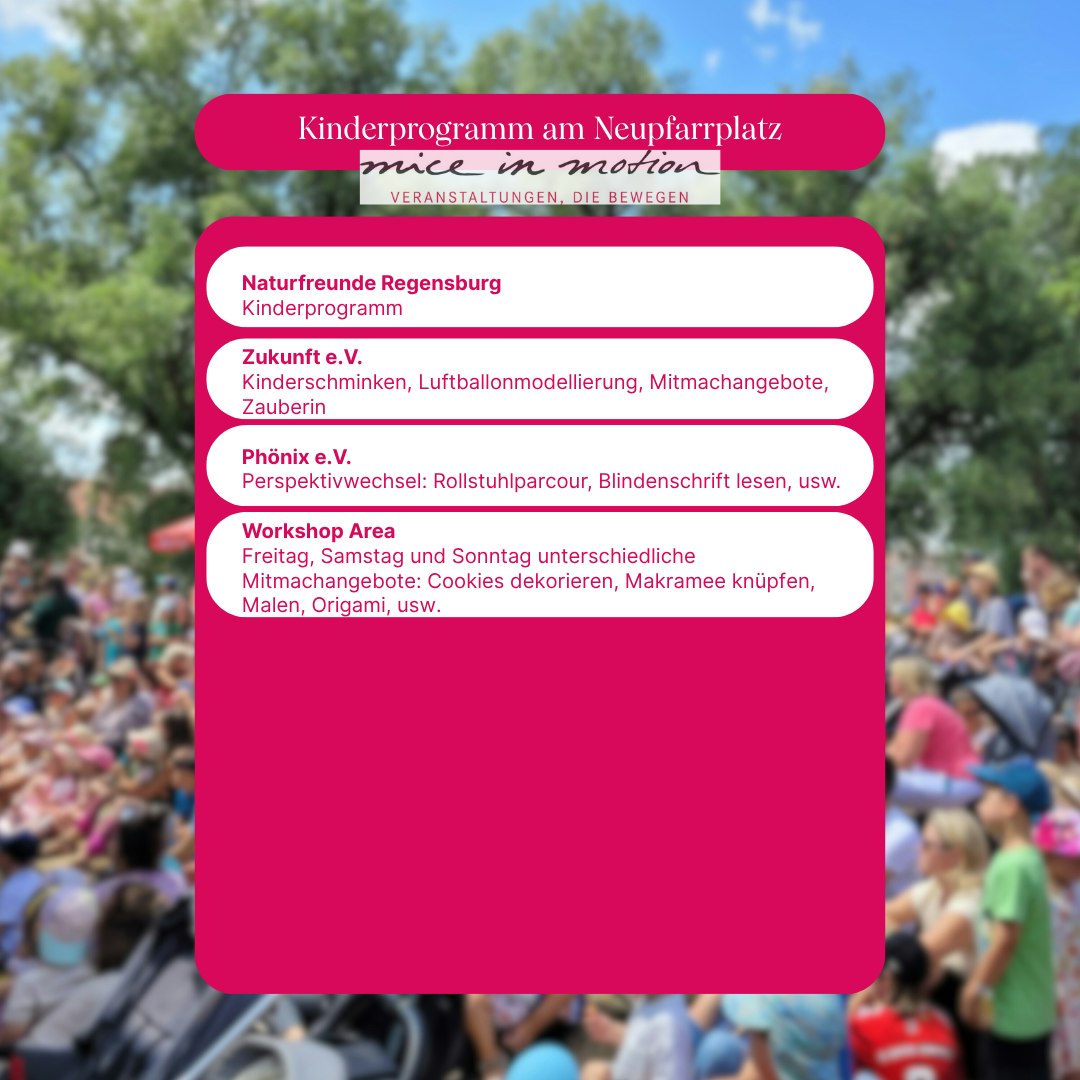 Textlich/grafische Darstellung des Kinderprogramms auf dem Neupfarrplatz