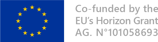 European Union flag with text on the right that says co-funded by the EU's Horizon grant No. 101058693