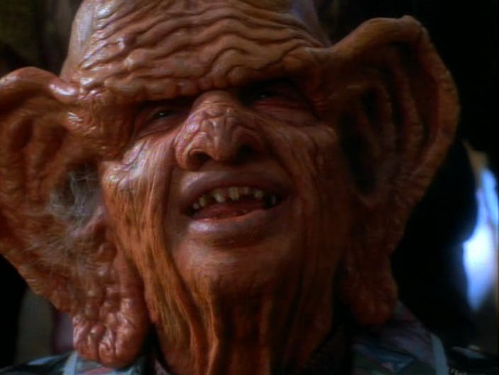 Close-up of the Grand Nagus Zek in 'Rules of Acquisition'
