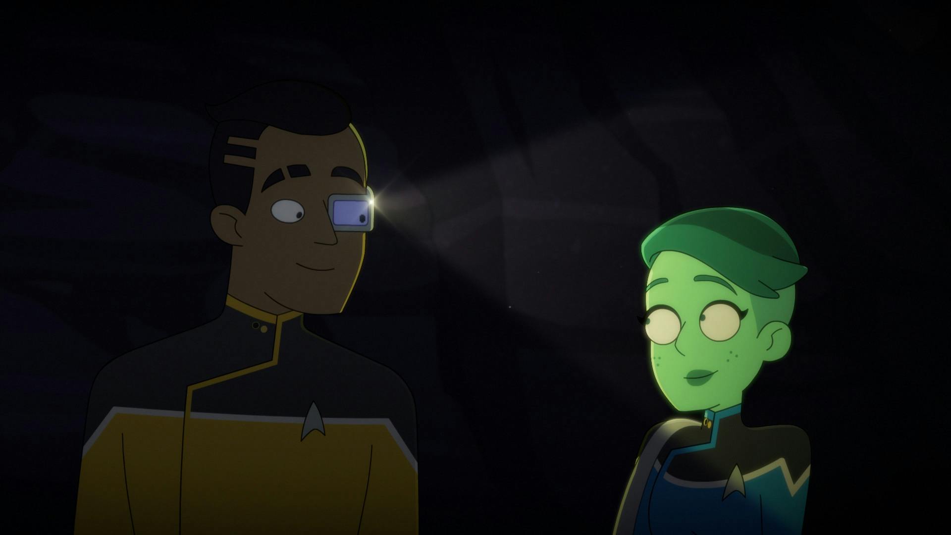 Trapped, Rutherford's implant shines a light towards Tendi in 'Caves'
