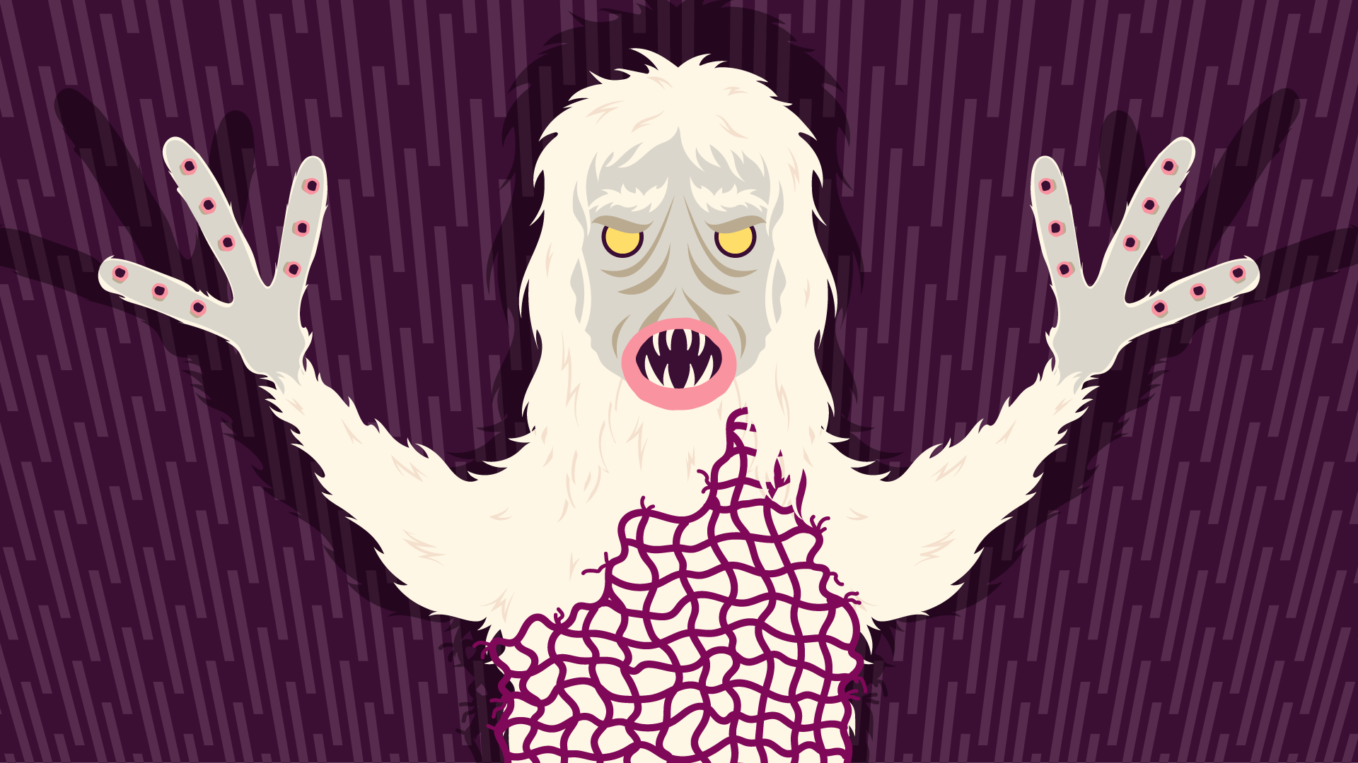 Illustration of Star Trek's salt vampire bearing its teeth and raising its arms