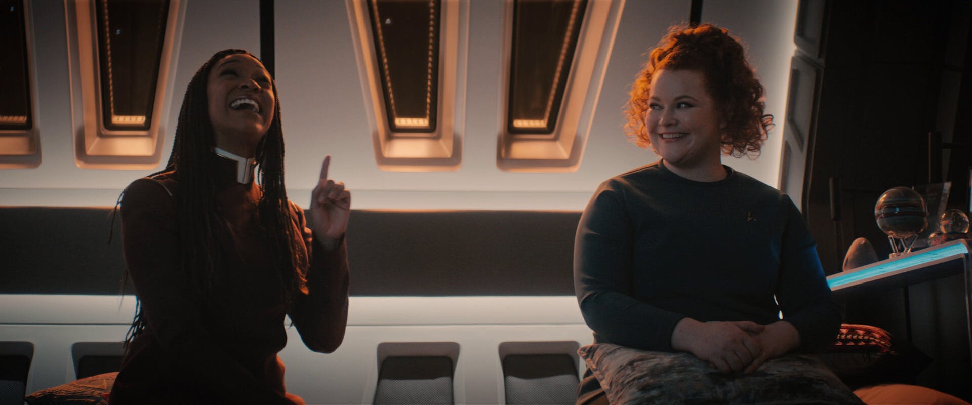 Michael Burnham and Sylvia Tilly find a moment of levity and joy in each other's presence in Tilly's quarters in 'All Is Possible'