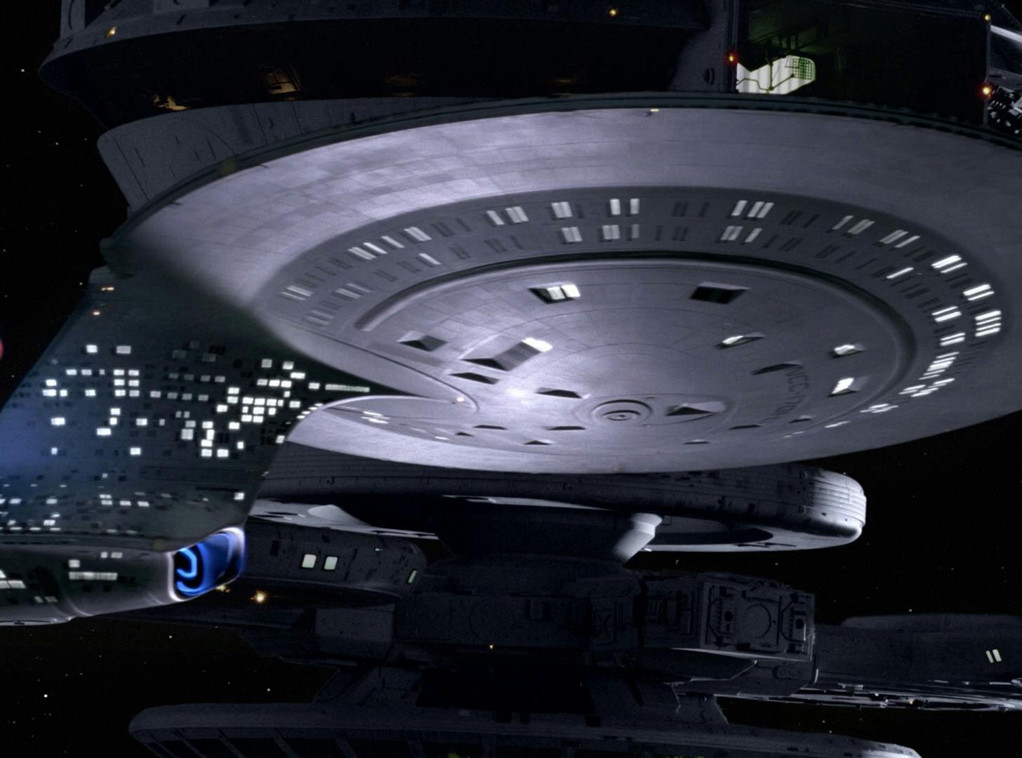 Close-up of the U.S.S. Enterprise-D in 'The Measure of A Man'