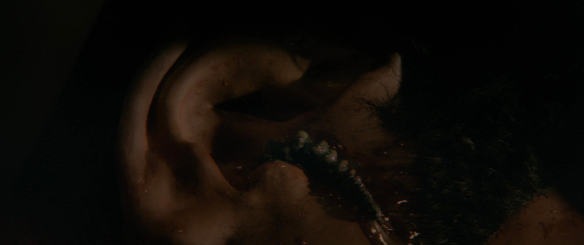 A Ceti eel larva emerges from Pavel Chekov's ear in Star Trek II: The Wrath of Khan