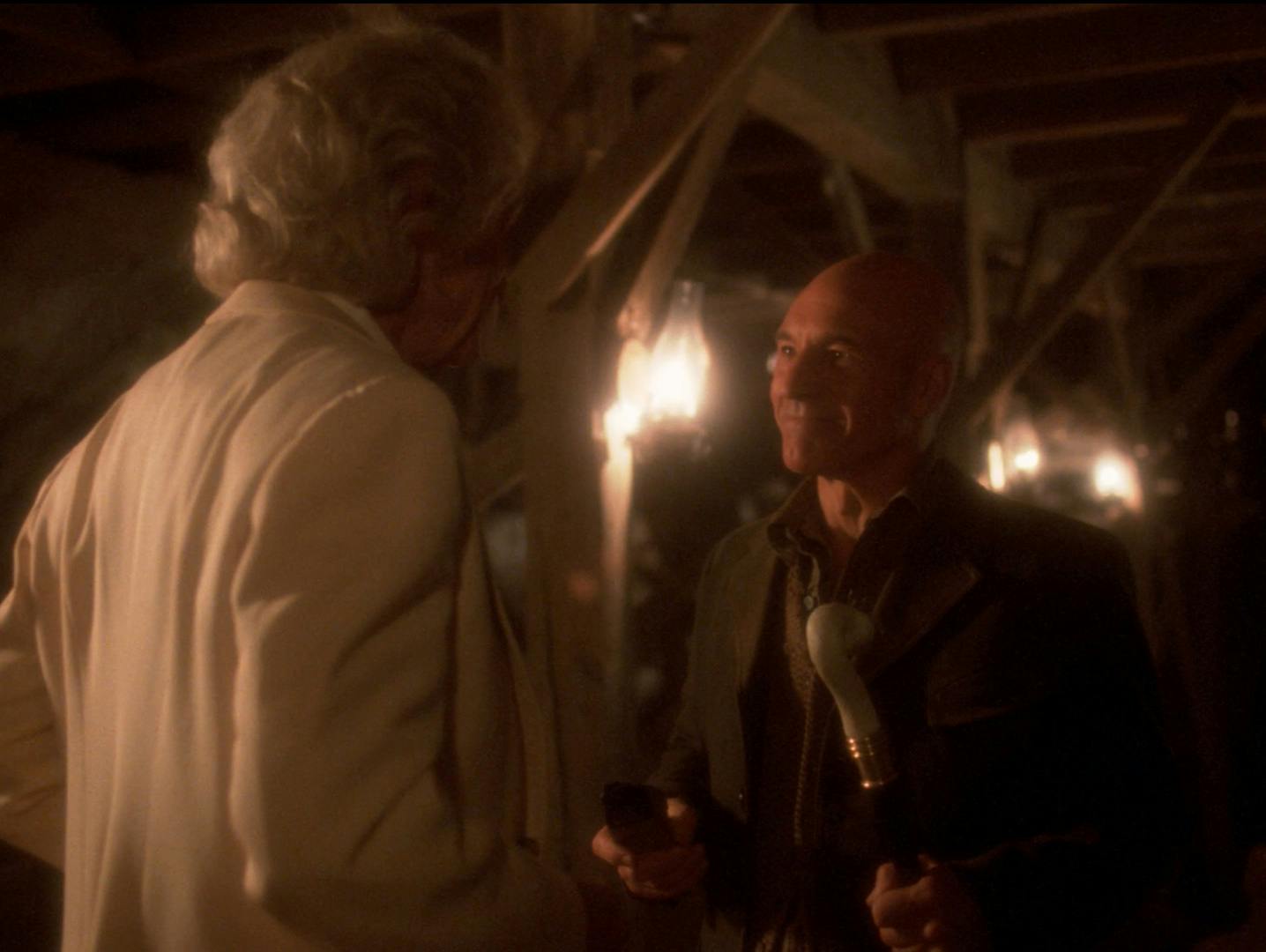 Jean-Luc Picard parts ways with Mark Twain in a cavern in 'Times Arrow, Part II'
