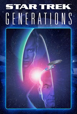 Poster art for Star Trek Generations featuring James T. Kirk and Jean-Luc Picard