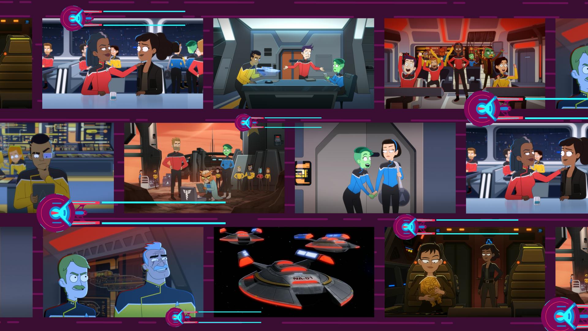 Illustrated banner featuring episodic stills from Season 3 of Star Trek: Lower Decks