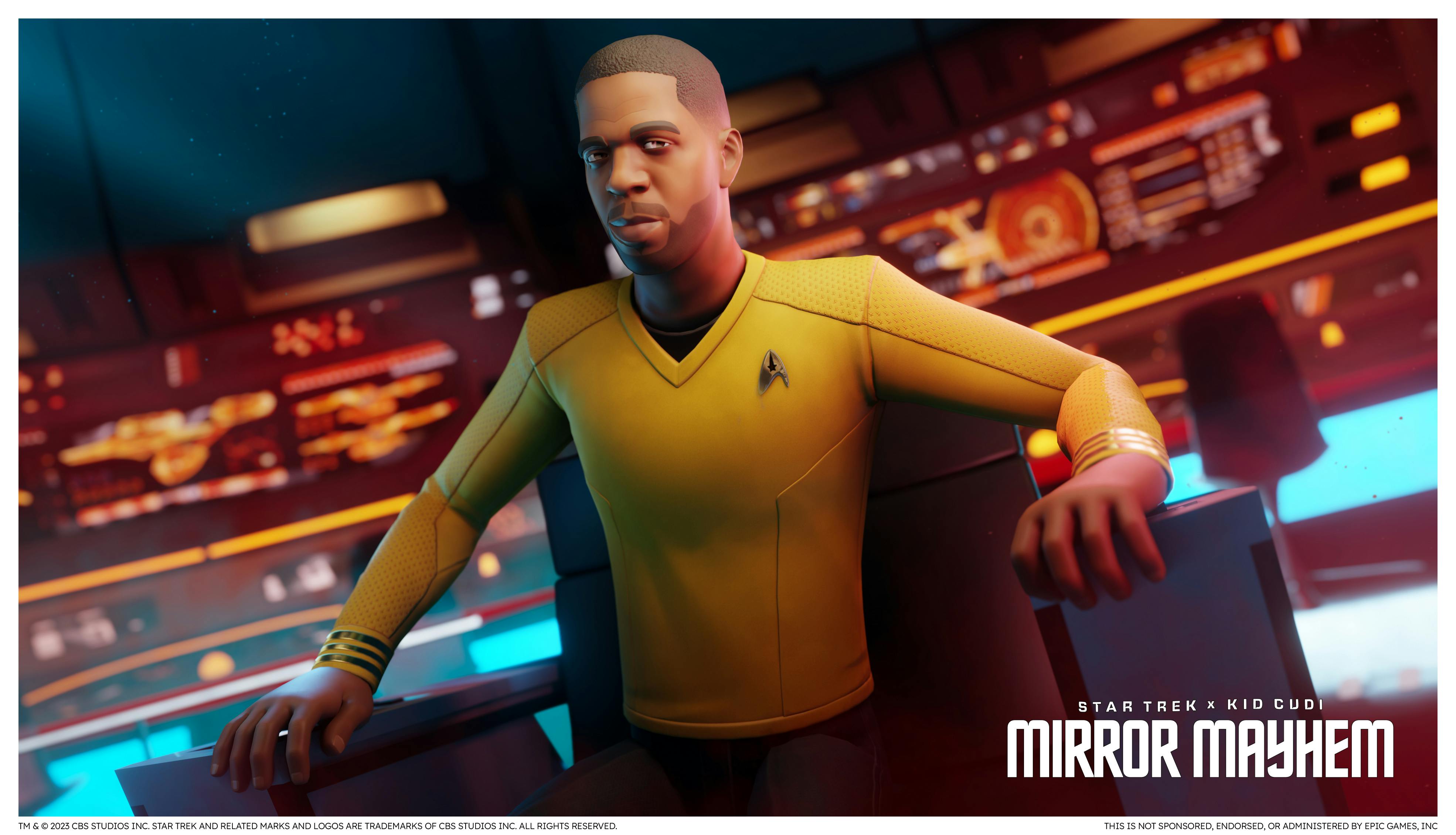 Star Trek x Kid Cudi Mirror Mayhem - Fortnite render - Captain on the Bridge