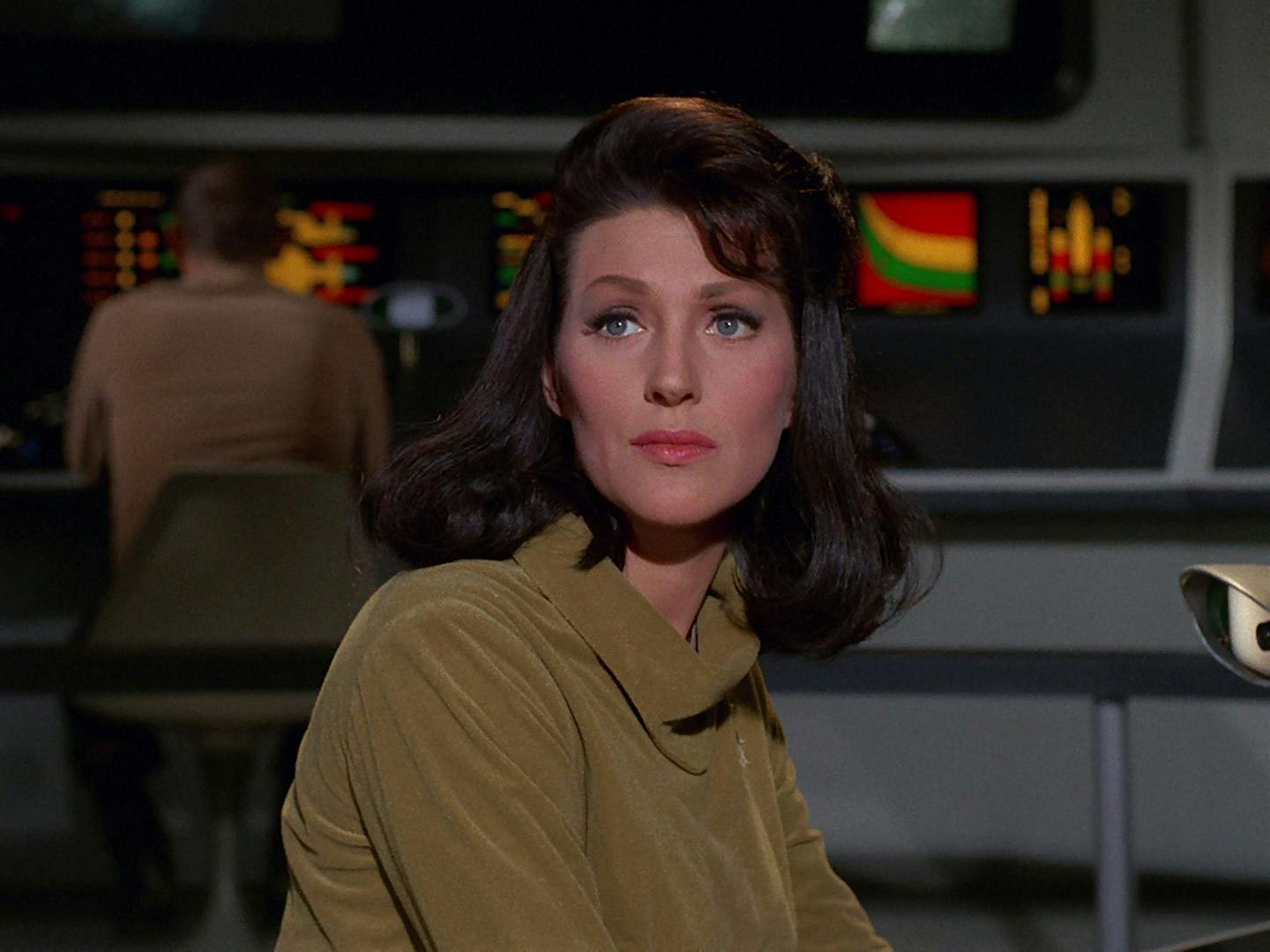 Number One sits at her station on the bridge of the Enterprise in 'The Cage'