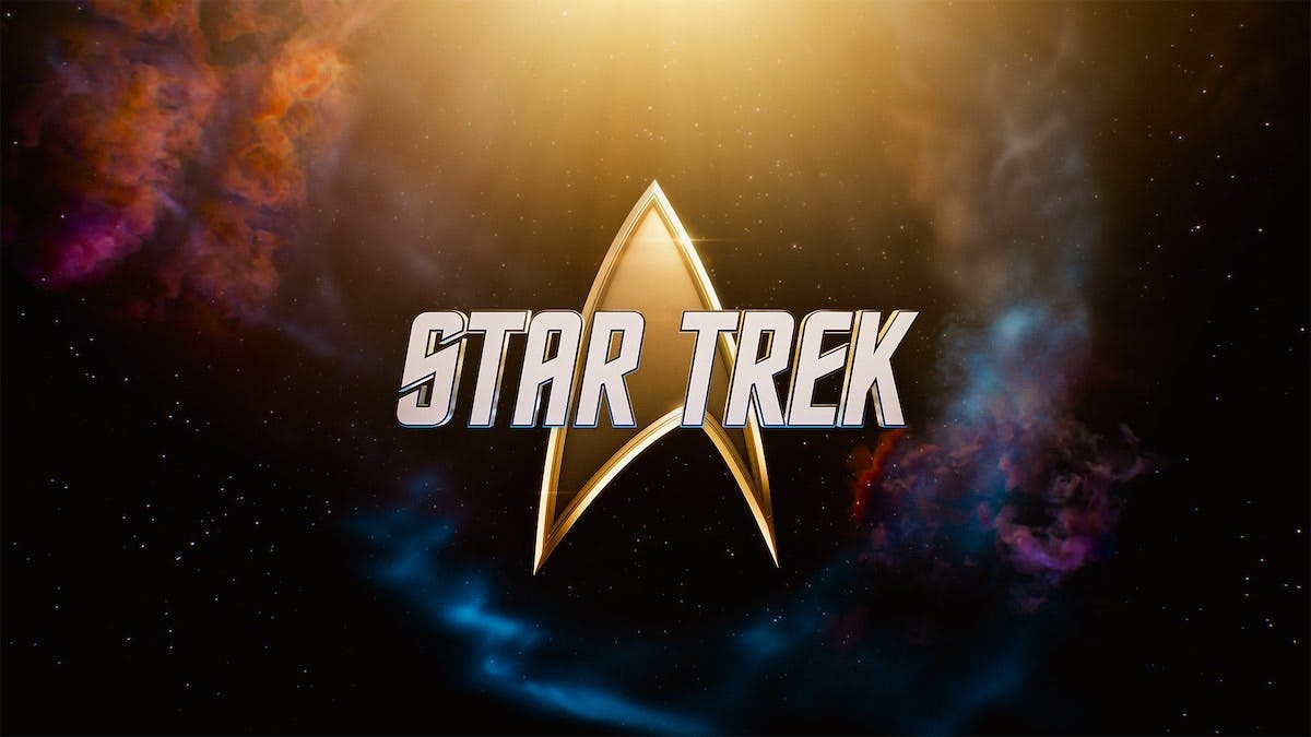 Star Trek delta logo on space background