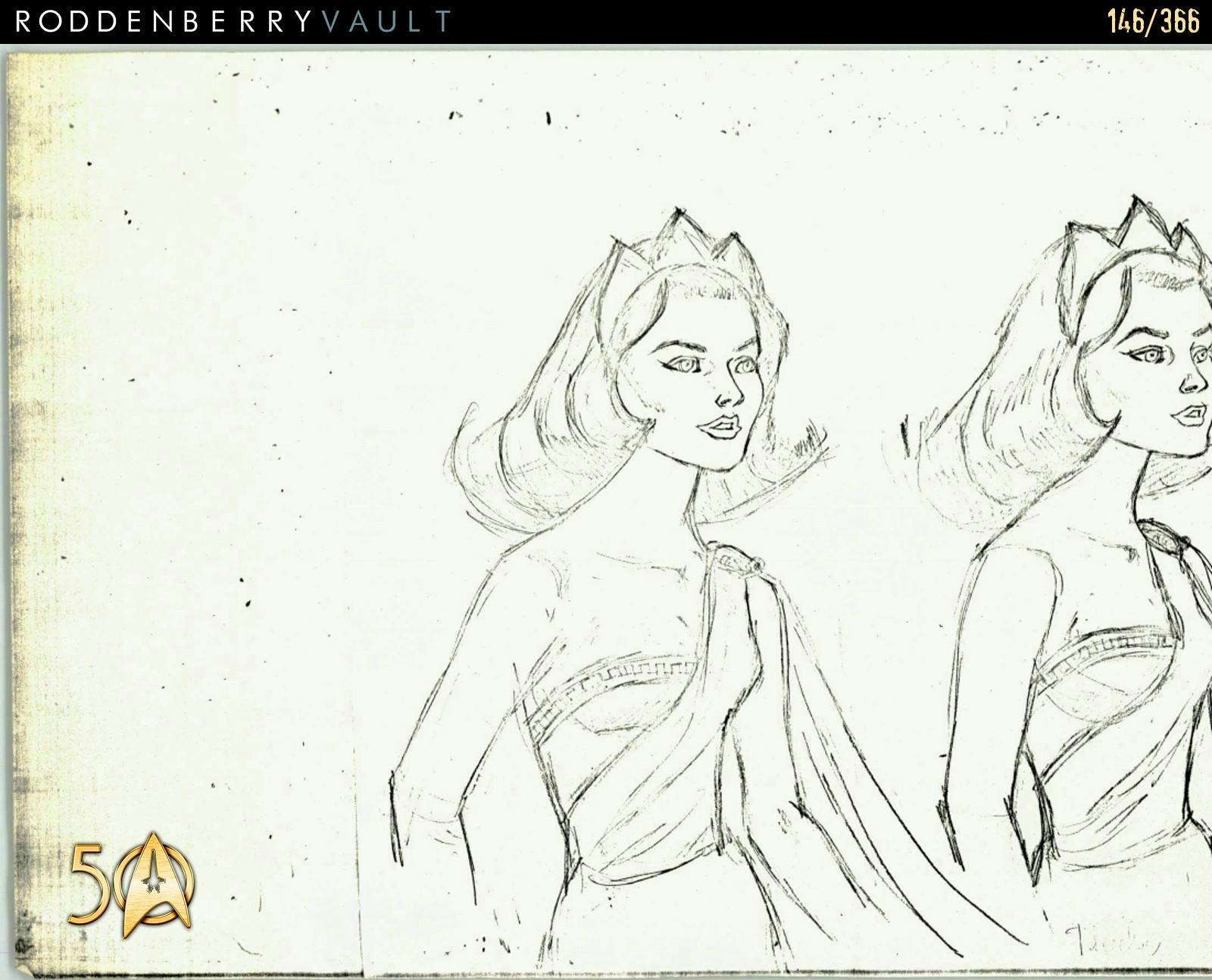 From the Roddenberry 366 Vault - The Animated Series - concept art of the women in 'The Lorelei Signal'
