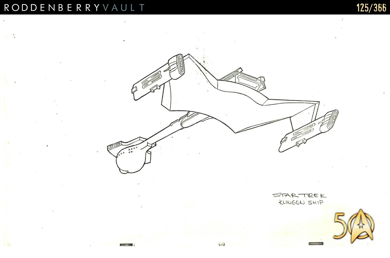 From the Roddenberry 366 Vault - The Animated Series - concept art of a Klingon battle cruiser