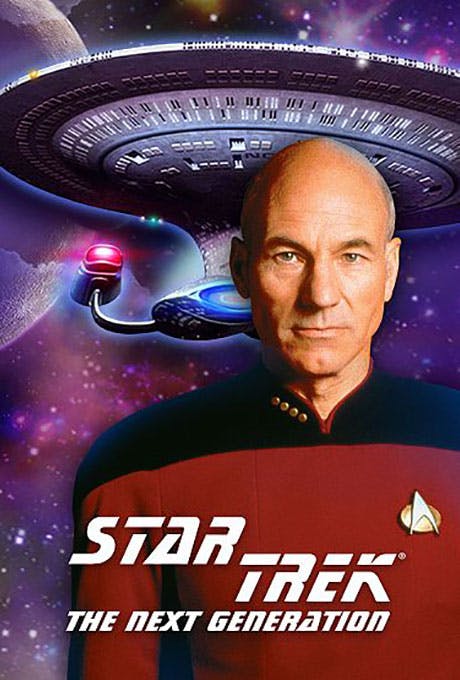 Star Trek: The Next Generation Key Art, featuring Captain Jean-Luc Picard in the front with the Enterprise-D in the background.