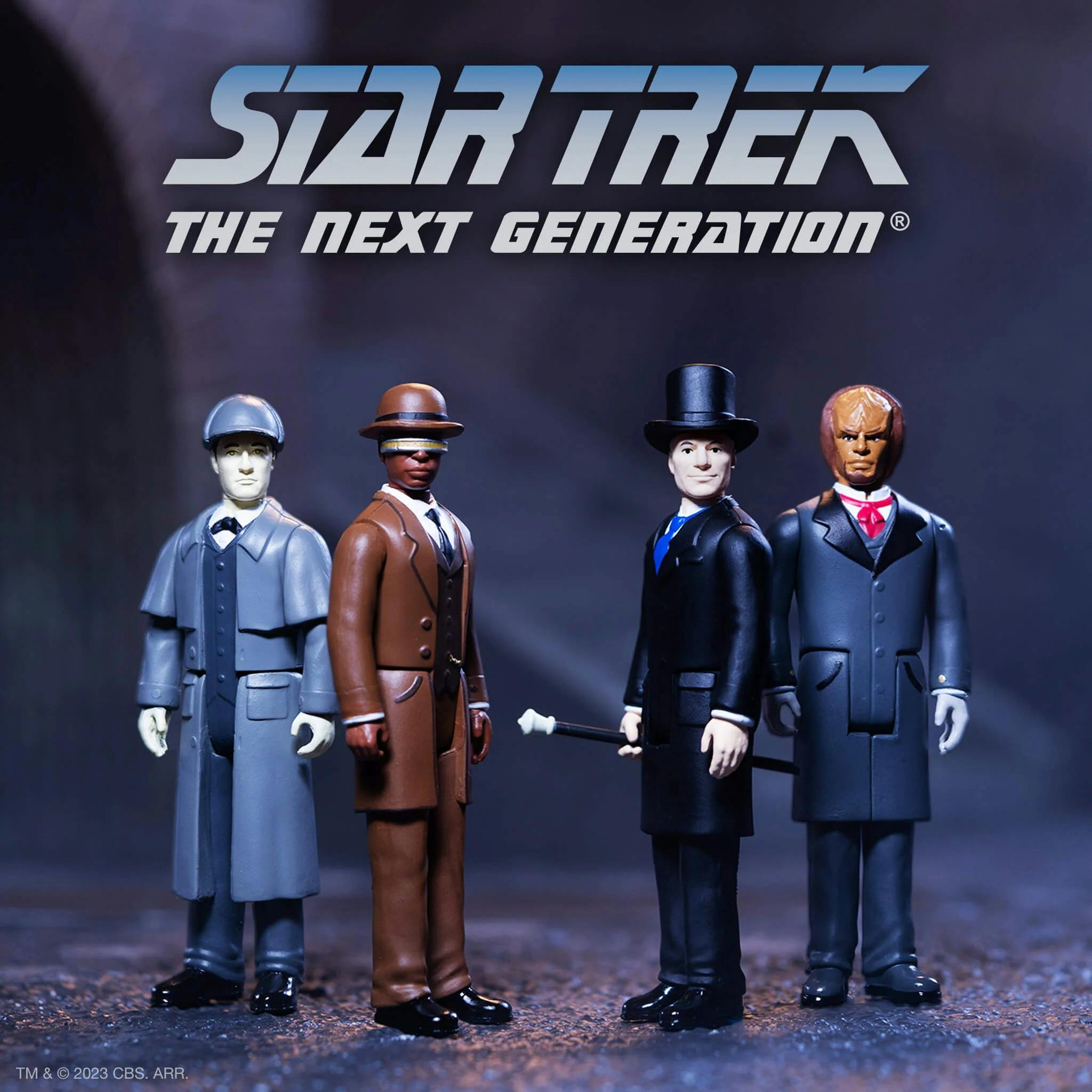 Star Trek: The Next Generation ReAction Figures Wave 3 - Worf, La Forge, Data & Captain Picard (Victorian) Set of 4 action figures