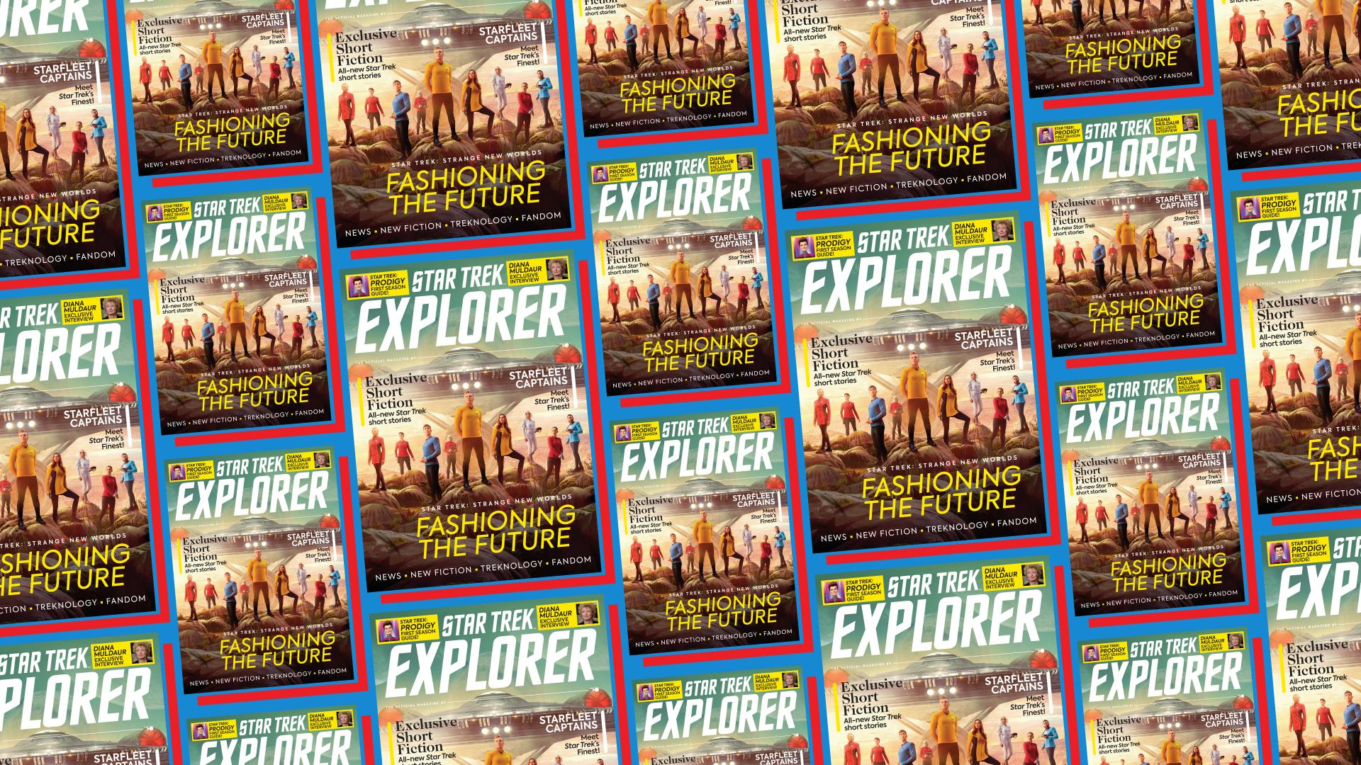 Banner featuring repeating cover of Star Trek Explorer #9 with Star Trek: Strange New Worlds