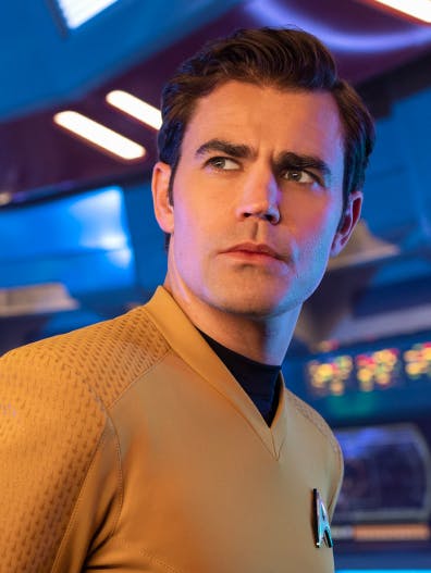 James T. Kirk stands on the bridge as seen in Star Trek: Strange New Worlds