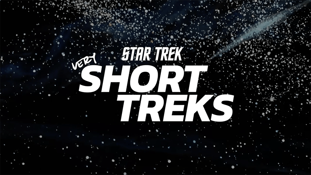 Star Trek: very Short Treks logo on space background. 