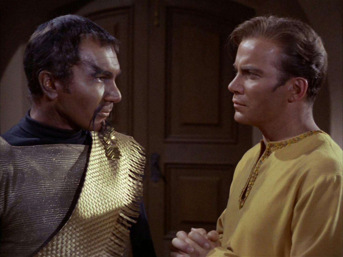 The Klingon Kor and James T. Kirk do not hide their disdain and differing ideologies from one another on the planet Organia in 'Errand of Mercy'