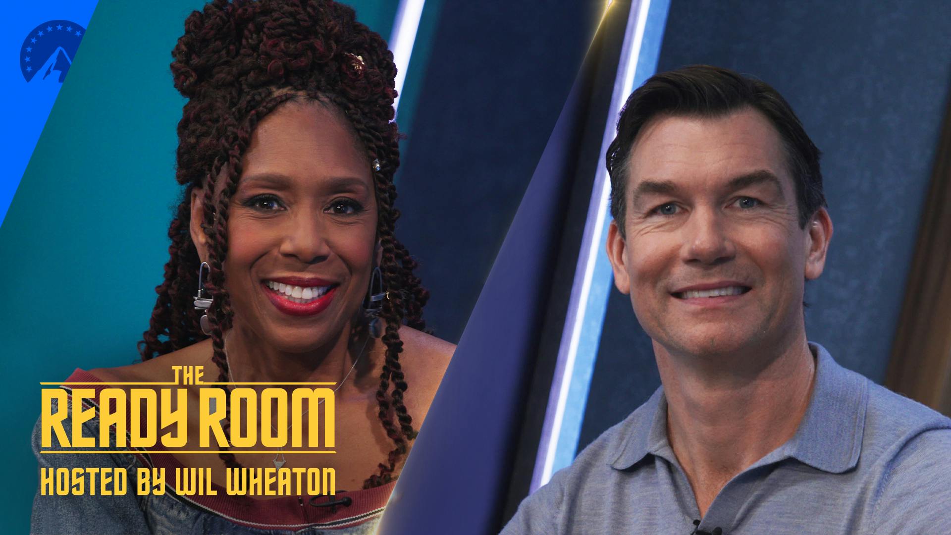 Dawnn Lewis and Jerry O'Connell on set of The Ready Room to talk Season 4 of Star Trek: Lower Decks