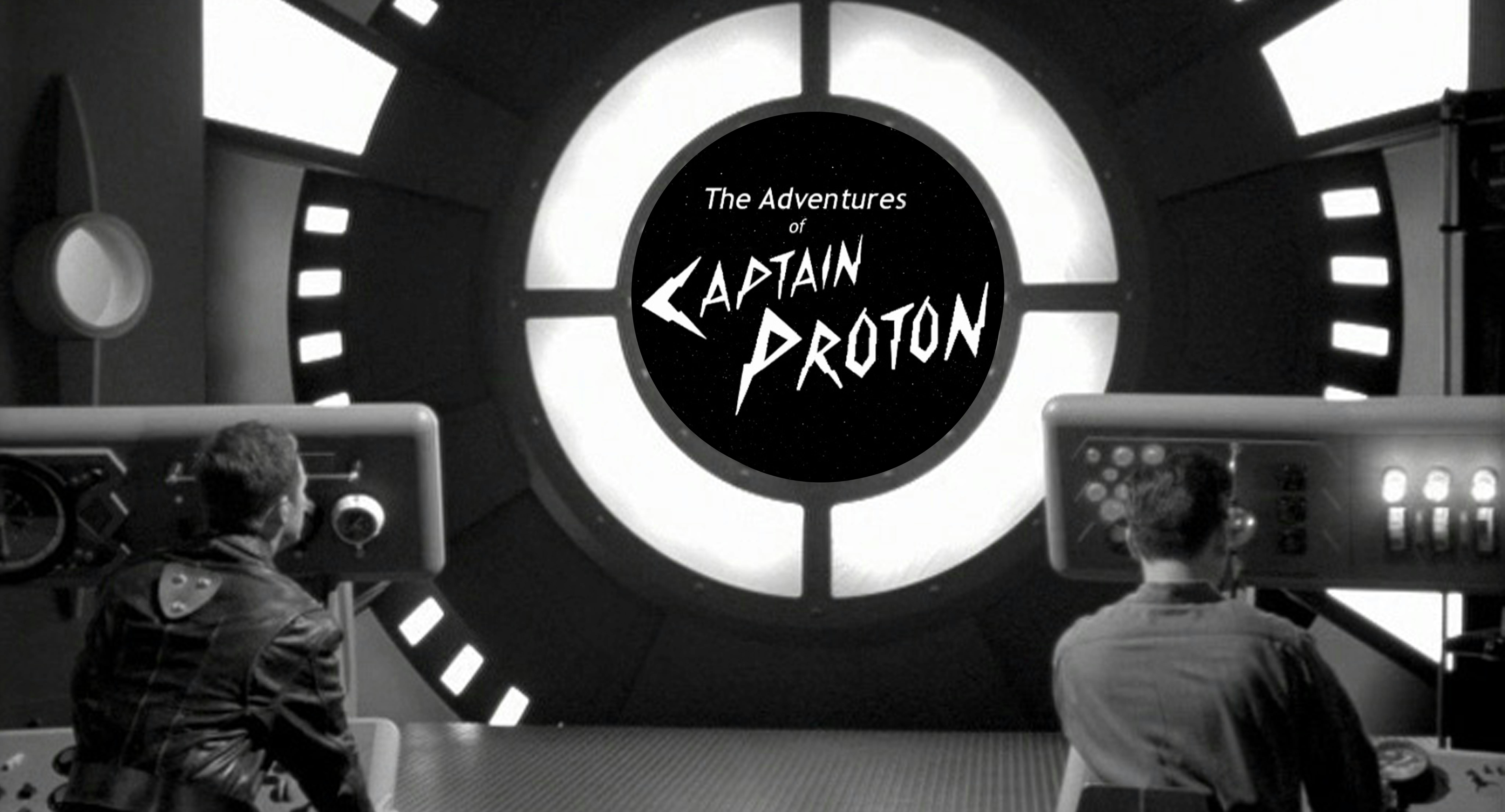 Star Trek History: Bride of Chaotica! thumbnail where in the holodeck, at their stations, Tom Paris and Harry Kim look up towards the viewscreen and see the logo 'The Adventures of Captain Proton'
