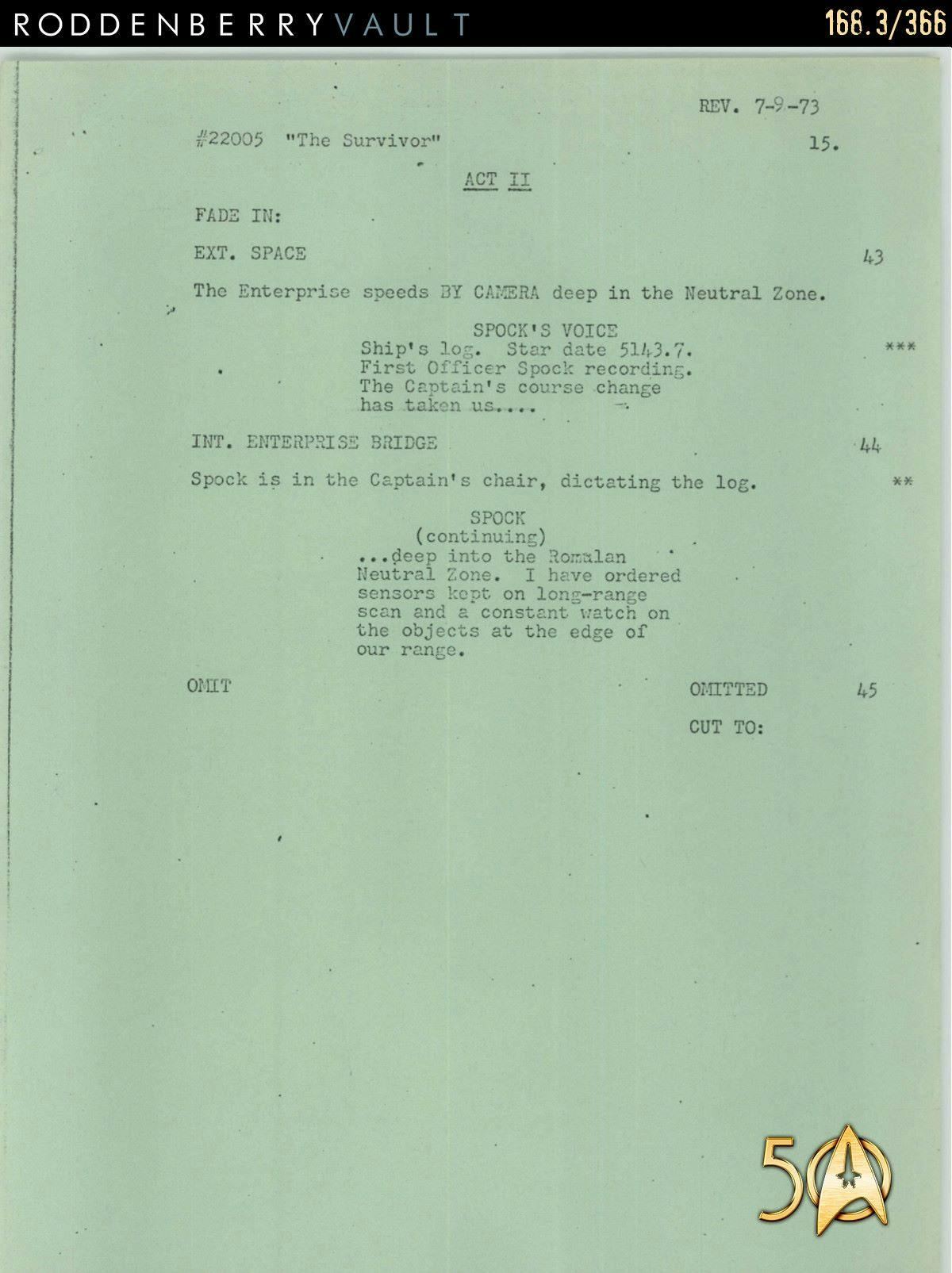 From the Roddenberry 366 Vault - The Animated Series - 'The Survivor' script