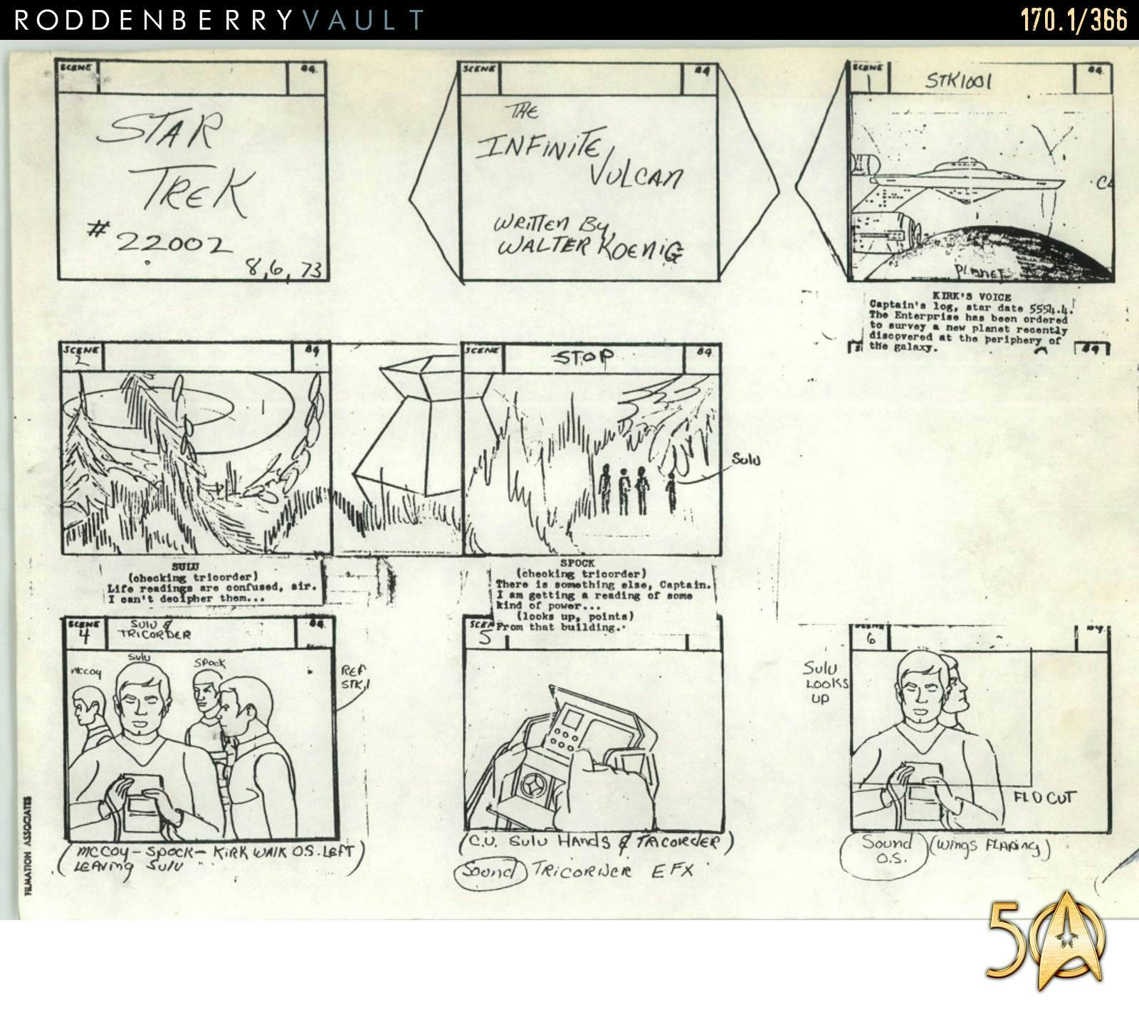 From the Roddenberry 366 Vault - The Animated Series - 'The Infinite Vulcan' storyboards