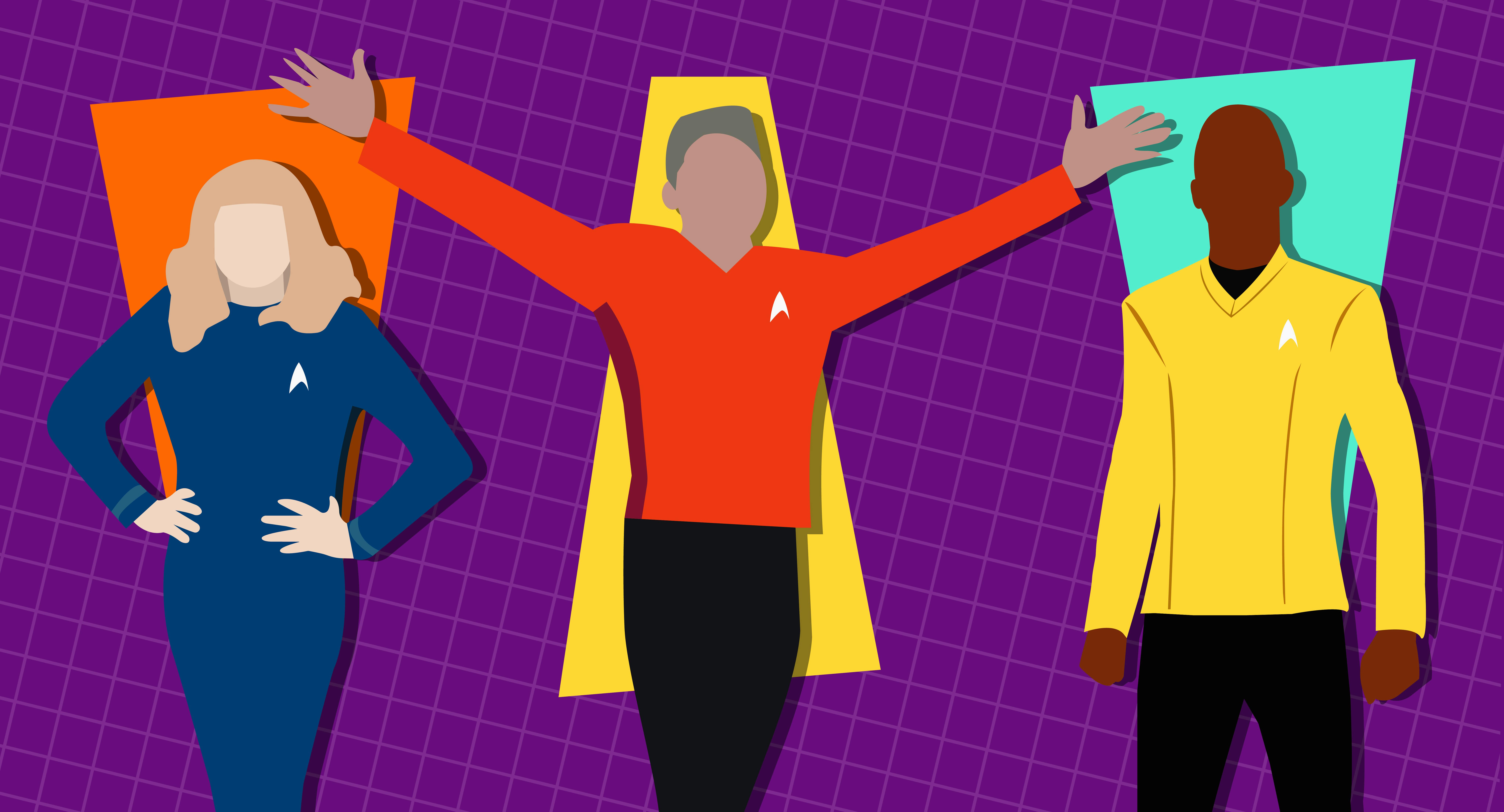 Illustration of three Starfleet officers