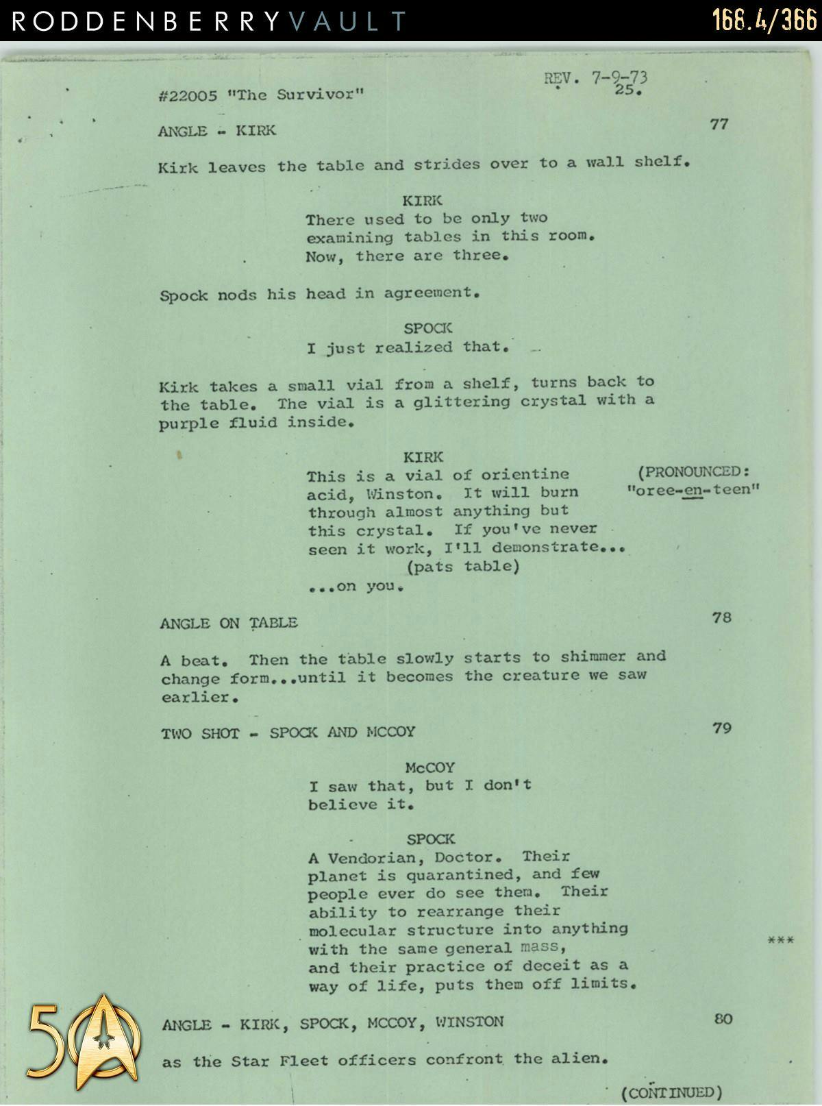From the Roddenberry 366 Vault - The Animated Series - 'The Survivor' script