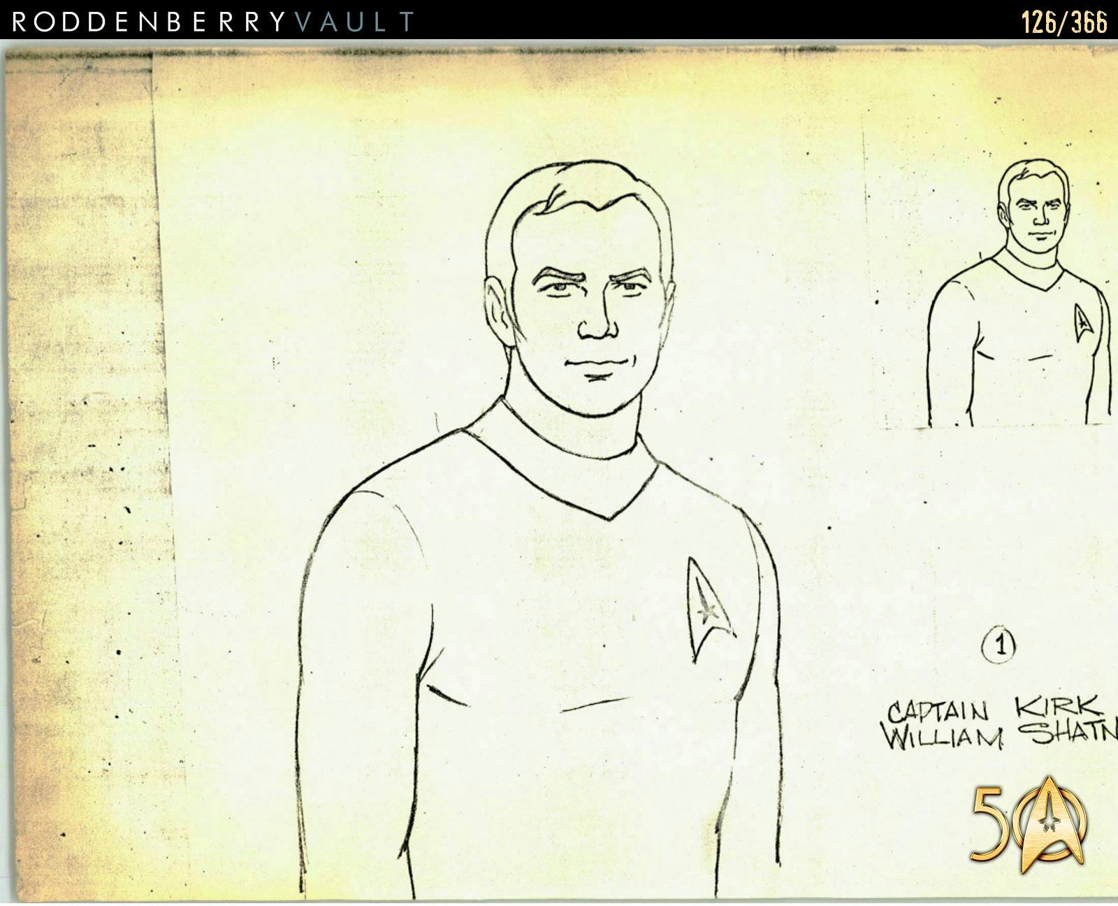 From the Roddenberry 366 Vault - The Animated Series - concept art of Captain Kirk