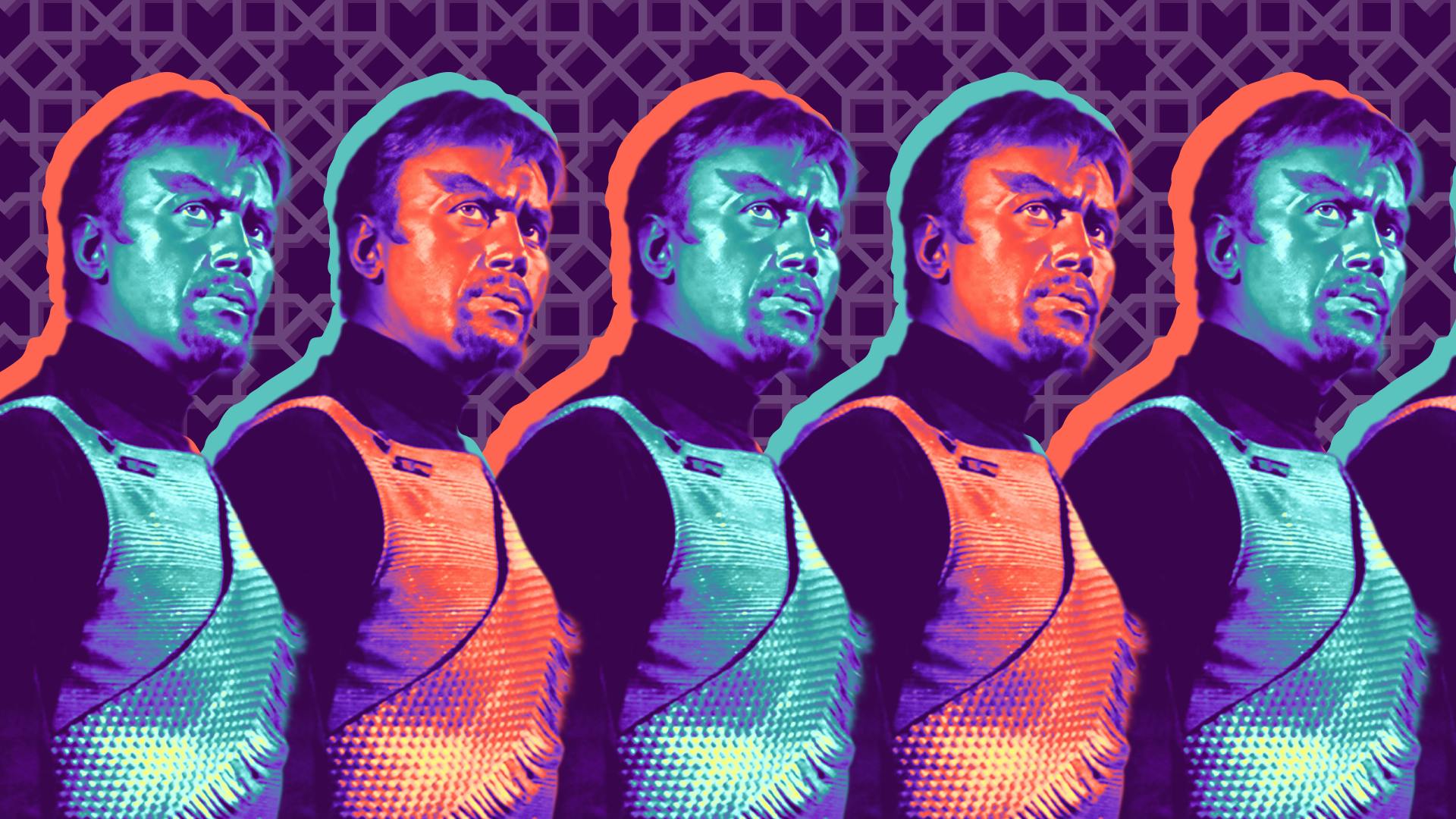 Stylized and filtered image of Michael Ansara as Commander Kang