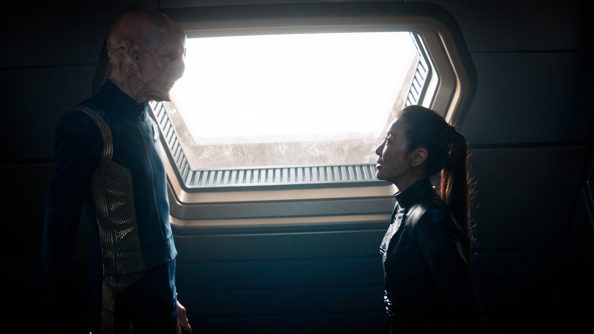 Acting Captain Saru with Commander Georgiou