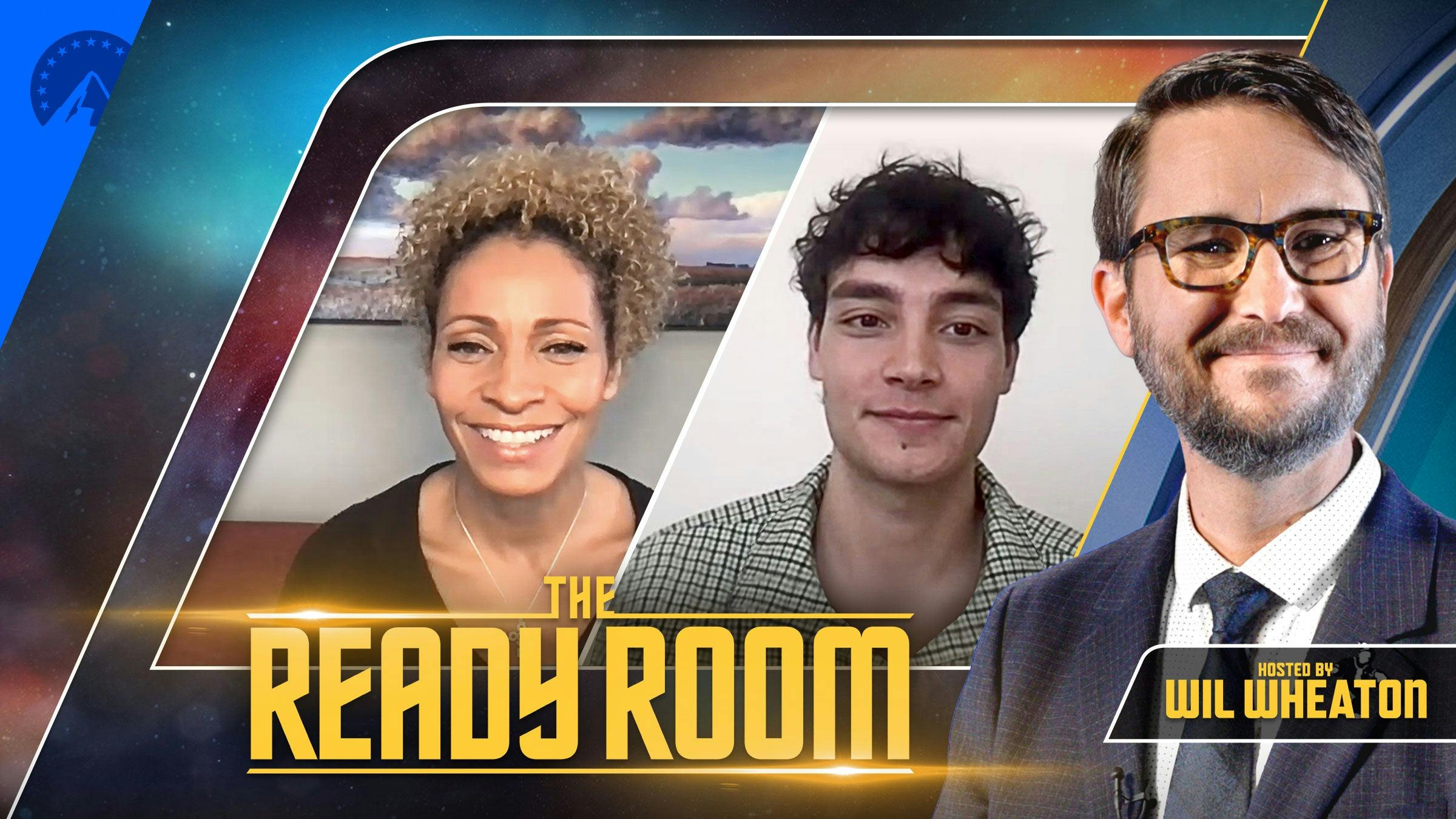 Image of Michelle Hurd, Evan Evagora, and Wil Wheaton in promotion of the newest installment of The Ready Room.