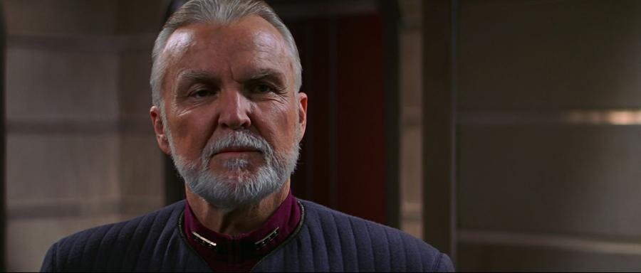Dougherty sternly looks ahead in Star Trek IX: Insurrection
