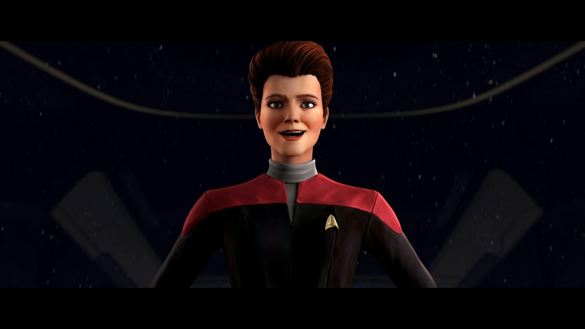 A hologram of Kathryn Janeway in the upcoming series Star Trek: Prodigy