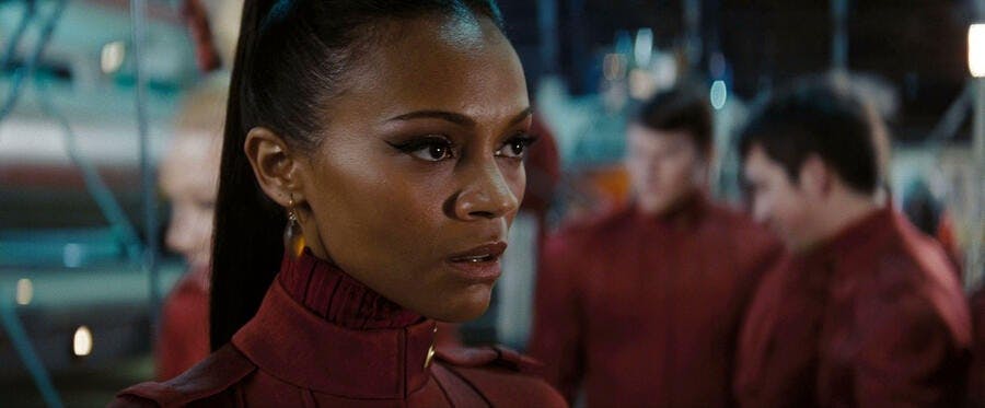During starship assignments, Uhura corrects Spock as to which ship she's stationed