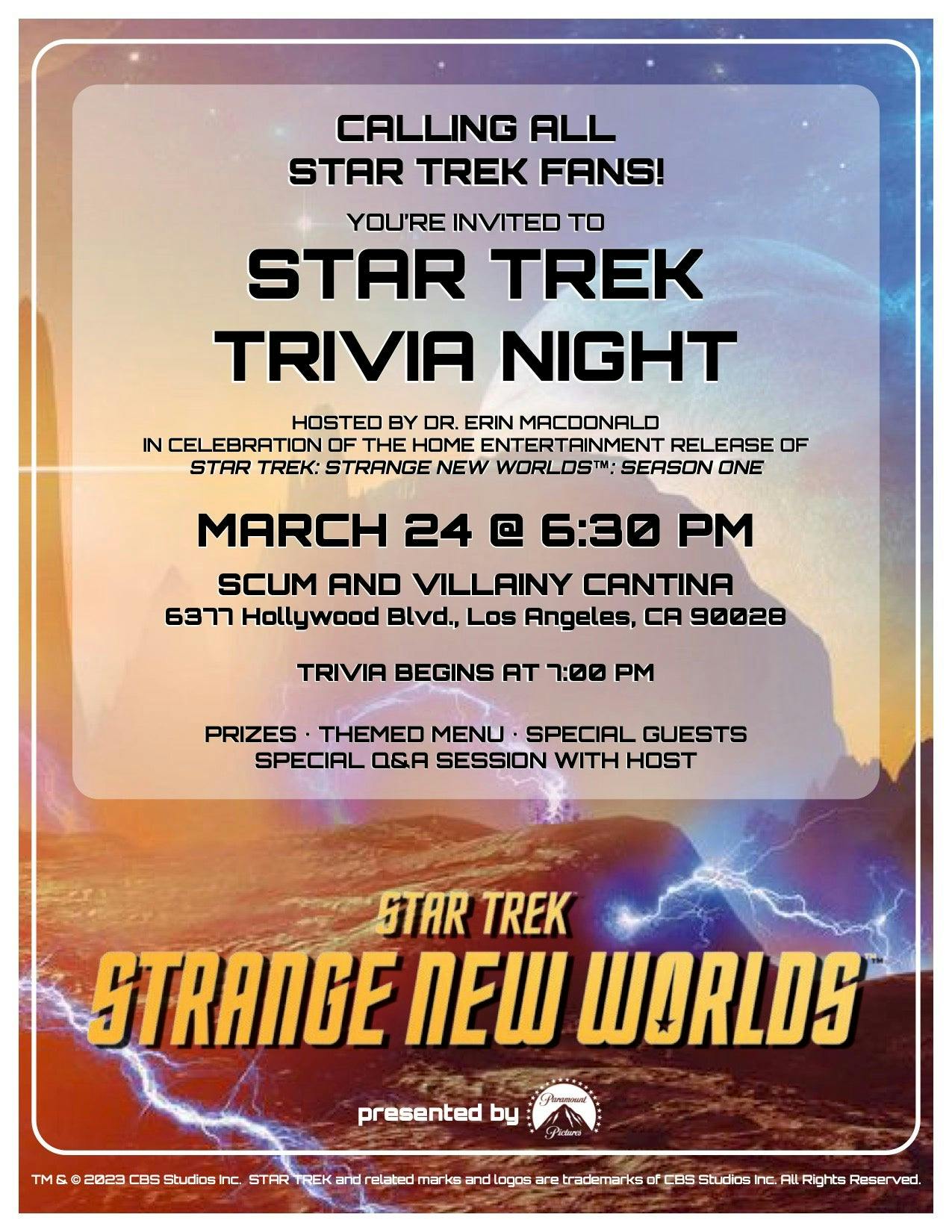 STAR TREK: STRANGE NEW WORLDS TRIVIA NIGHT invite