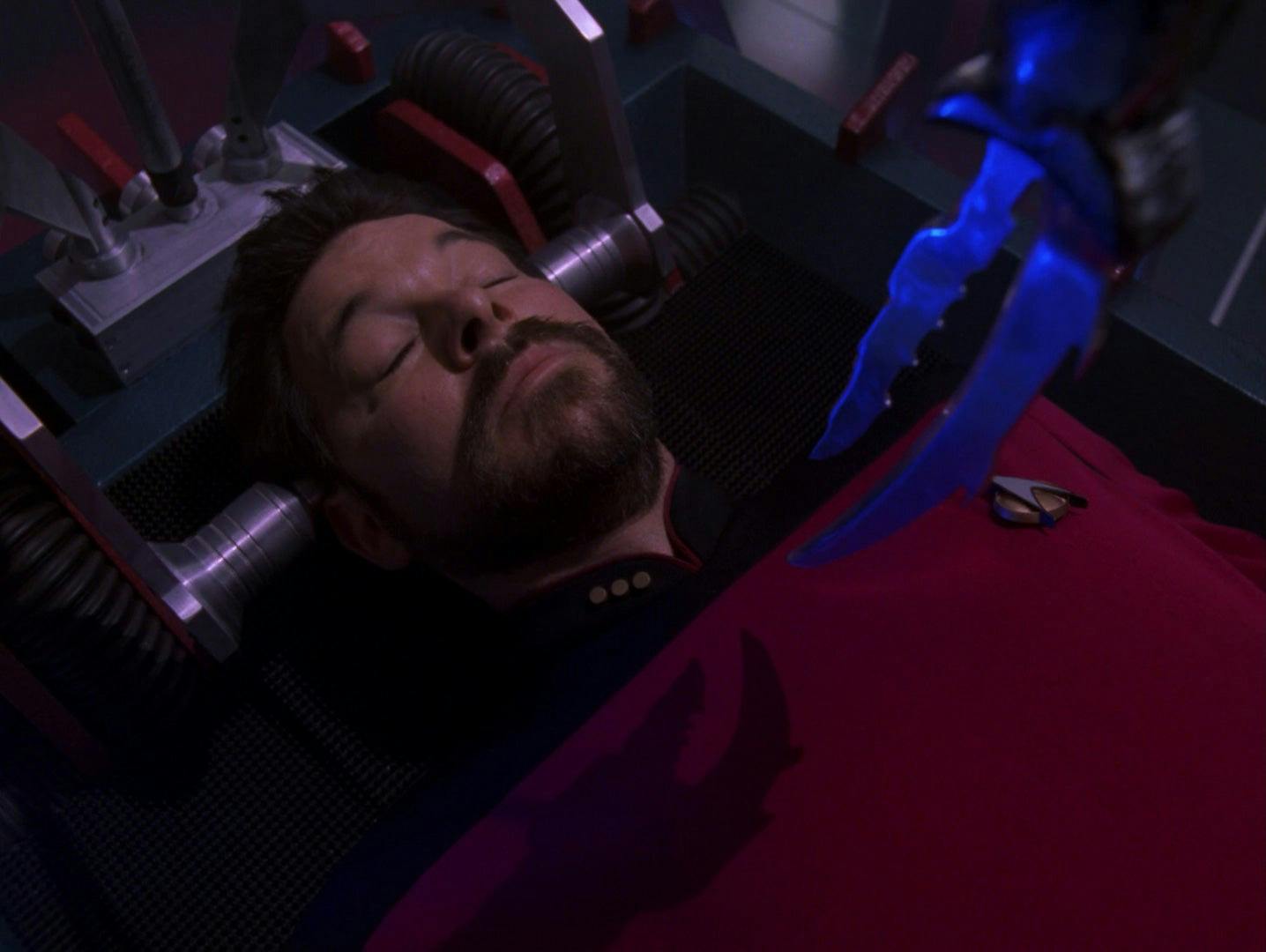 Riker undergoes experiments while he's asleep.