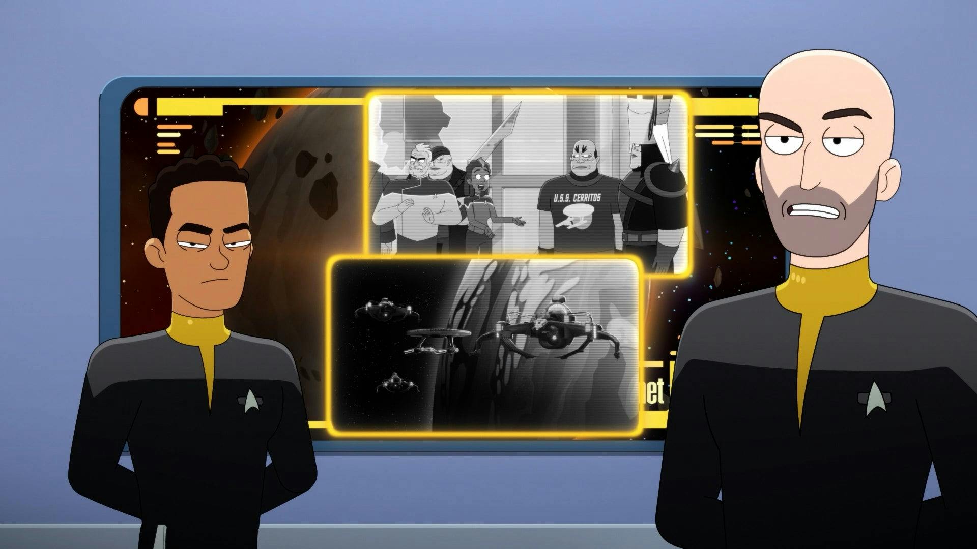 A still image from the season two finale of Star Trek: Lower Decks