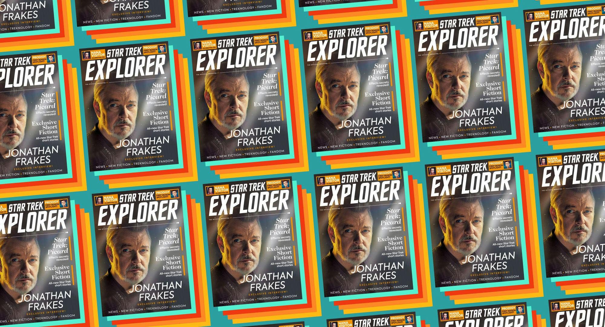 Illustrated banner featuring Star Trek Explorer #7 magazine cover