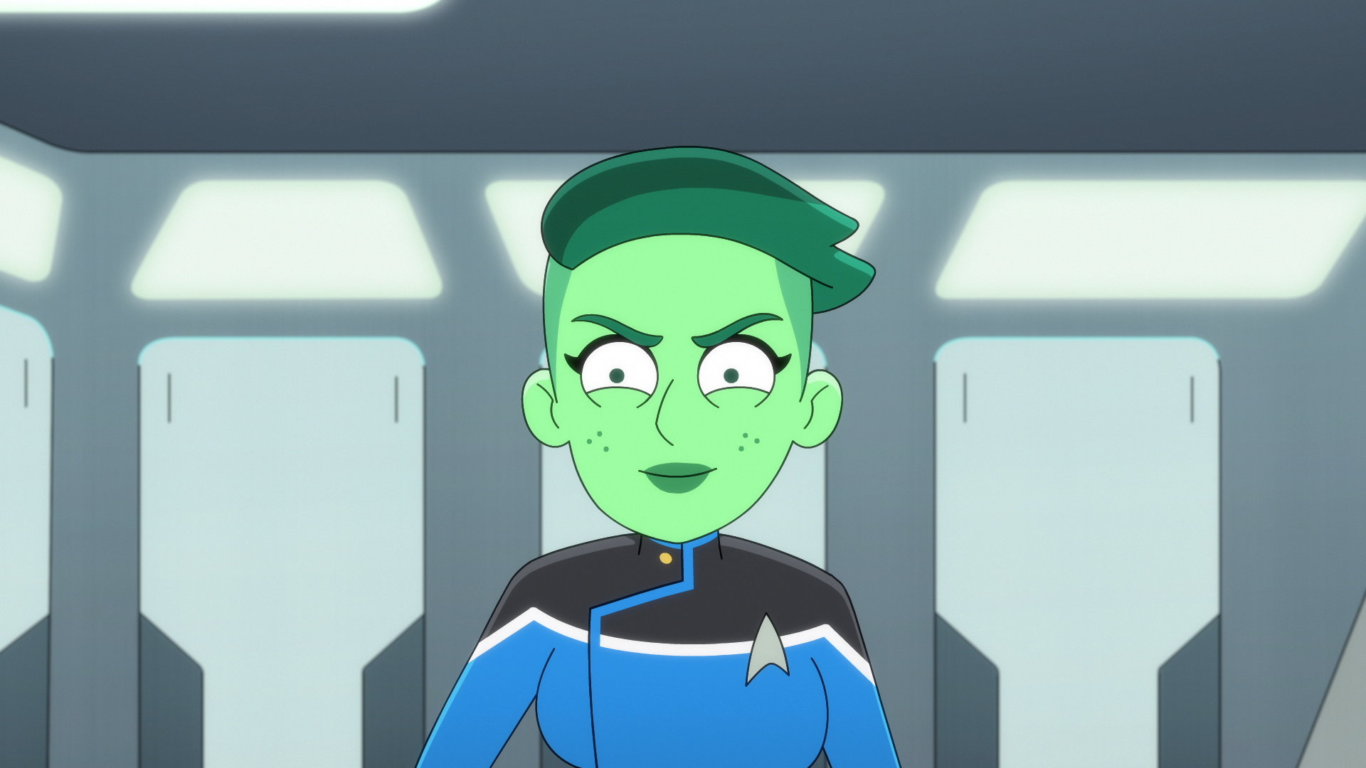 Ensign Tendi faces down Doctor T'Ana in a clip from Star Trek: Lower Decks episode "Mugato, Gumato." 