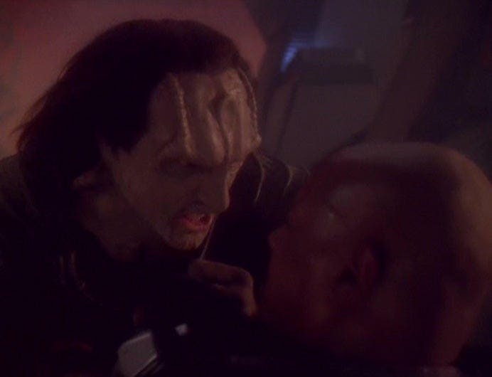 Gul Dukat and Captain Sisko fight in Star Trek: Deep Space Nine - 'Waltz'