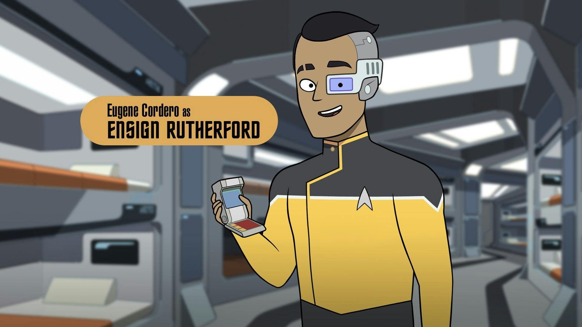 Eurgene Cordero as Ensign Rutherford in Star Trek: Lower Decks