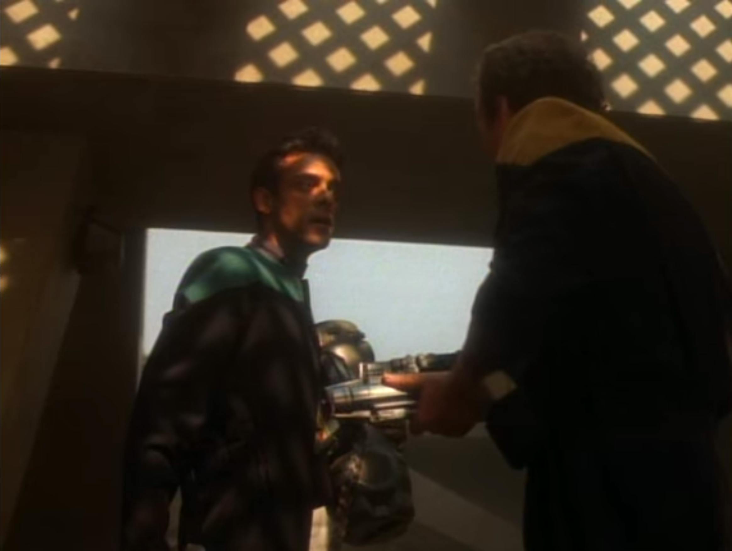 Facing Bashir, O'Brien takes charge while hiding from an alien death squad on Star Trek: Deep Space Nine
