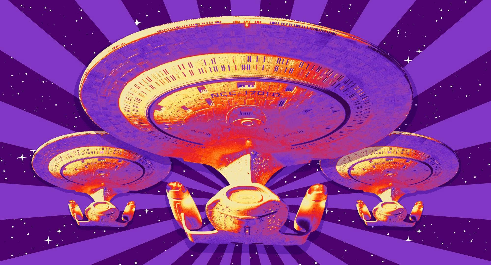 Illustrated banner featuring the U.S.S. Enterprise-D