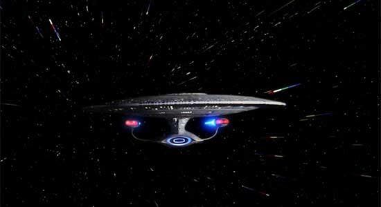 The USS Enterprise-D at warp