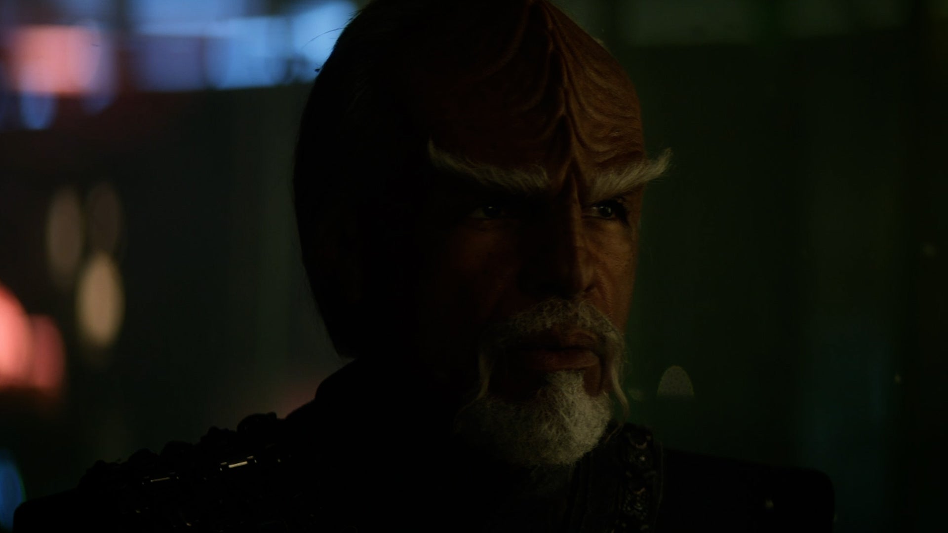 Close up of Worf in Star Trek: Picard 