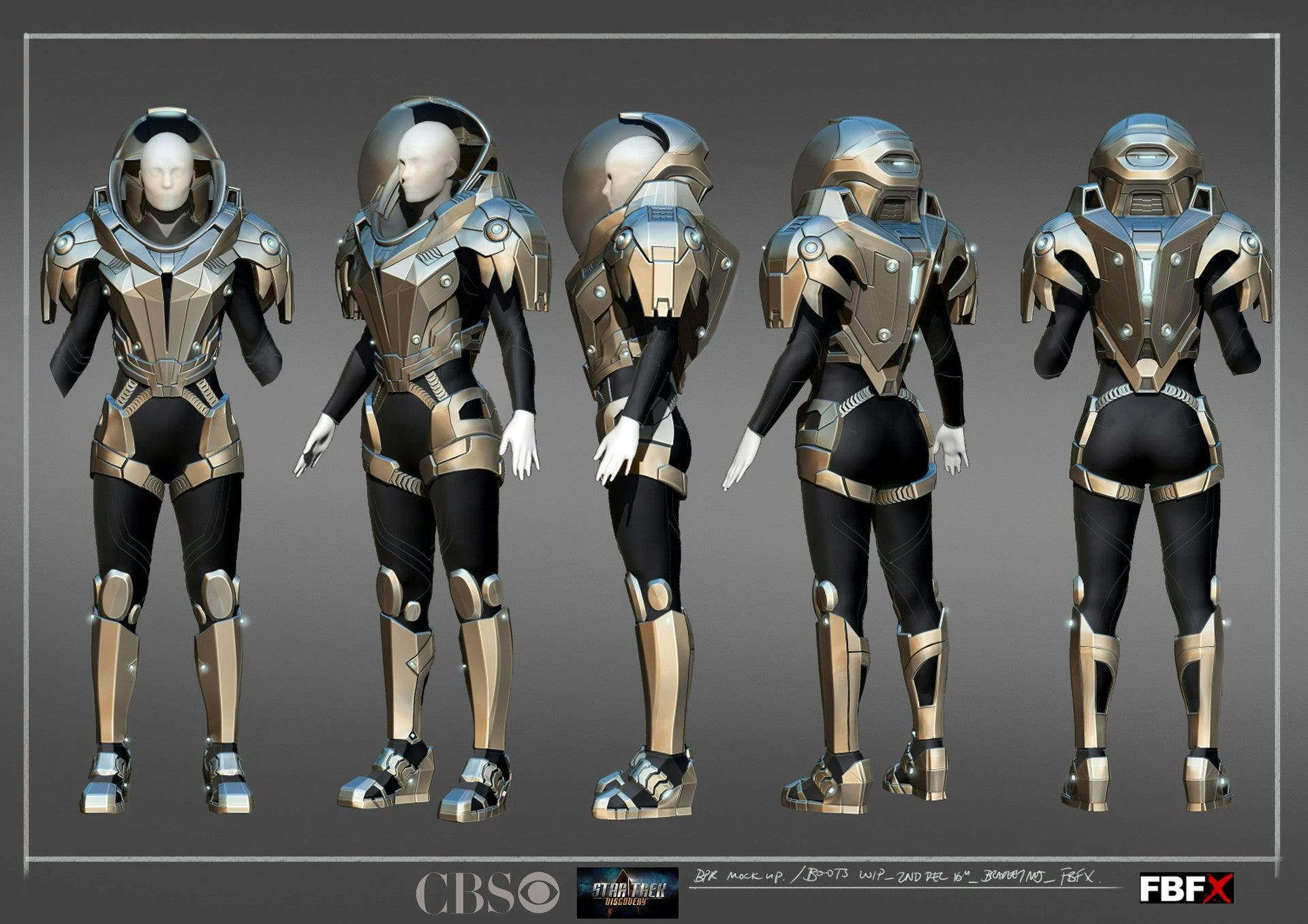 2D renderings of Star Trek: Discovery’s EVA thruster pack suit design.